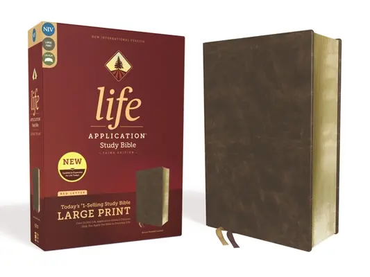 Niv, Biblia de studiu Life Application, ediția a treia, tipar mare, piele întărită, maro, ediția Red Letter - Niv, Life Application Study Bible, Third Edition, Large Print, Bonded Leather, Brown, Red Letter Edition