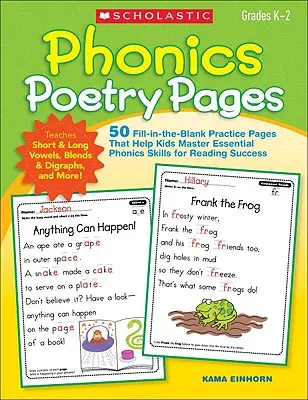 Pagini de poezie fonică: 50 Fill-In-The-Blank Practice Pages That Help Kids Master Essential Phonics Skills for Reading Success - Phonics Poetry Pages: 50 Fill-In-The-Blank Practice Pages That Help Kids Master Essential Phonics Skills for Reading Success