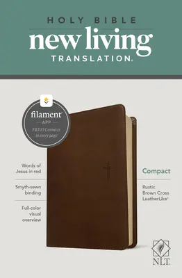 Biblia compactă NLT, ediție Filament Enabled (cu litere roșii, din piele, maro rustic) - NLT Compact Bible, Filament Enabled Edition (Red Letter, Leatherlike, Rustic Brown)