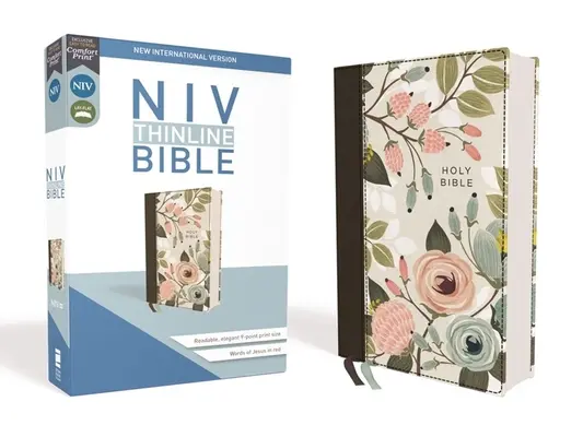 Niv, Biblie Thinline, pânză peste carton, florală, ediție cu litere roșii, imprimare confortabilă - Niv, Thinline Bible, Cloth Over Board, Floral, Red Letter Edition, Comfort Print