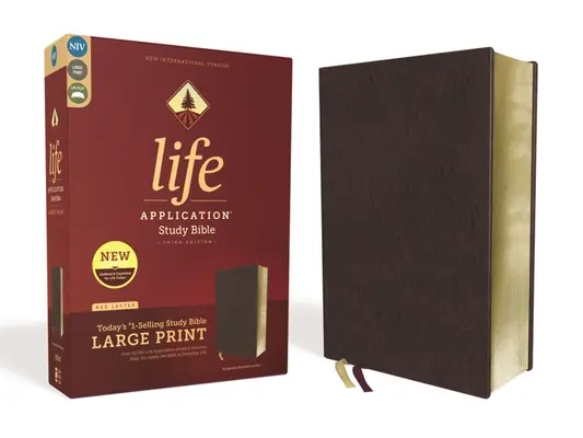 Niv, Biblia de studiu Life Application, ediția a treia, tipar mare, piele întărită, Burgundia, ediția Red Letter - Niv, Life Application Study Bible, Third Edition, Large Print, Bonded Leather, Burgundy, Red Letter Edition