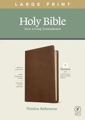 Biblia de referință NLT Large Print Thinline, ediția Filament Enabled (litere roșii, aspect piele, maro rustic) - NLT Large Print Thinline Reference Bible, Filament Enabled Edition (Red Letter, Leatherlike, Rustic Brown)