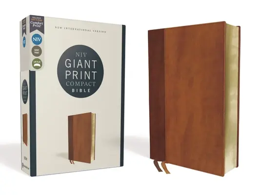 Niv, Biblia compactă cu tipar uriaș, Leathersoft, maro, ediție cu litere roșii, tipar confortabil - Niv, Giant Print Compact Bible, Leathersoft, Brown, Red Letter Edition, Comfort Print