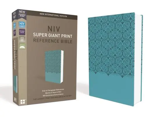 NIV, Biblie de referință cu imprimare super-gigant, piele imitație, albastru, ediție cu litere roșii - NIV, Super Giant Print Reference Bible, Imitation Leather, Blue, Red Letter Edition