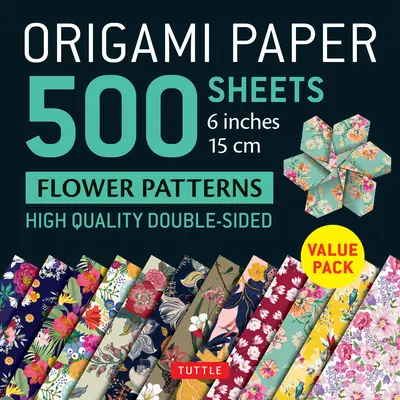 Hârtie Origami 500 foi Modele de flori 6 (15 CM): Tuttle Origami Paper: Foi Origami de înaltă calitate cu două fețe imprimate cu 12 modele diferite - Origami Paper 500 Sheets Flower Patterns 6 (15 CM): Tuttle Origami Paper: High-Quality Double-Sided Origami Sheets Printed with 12 Different Patterns