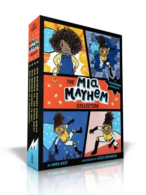 Colecția Mia Mayhem: Mia Mayhem este o super-eroină!; Mia Mayhem învață să zboare!; Mia Mayhem vs. Super-bătăușul; Mia Mayhem dărâmă ziduri - The Mia Mayhem Collection: Mia Mayhem Is a Superhero!; Mia Mayhem Learns to Fly!; Mia Mayhem vs. the Super Bully; Mia Mayhem Breaks Down Walls