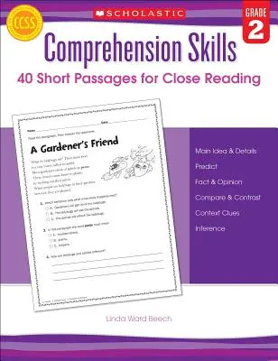 Comprehension Skills: 40 de pasaje scurte pentru citire atentă: Clasa 2 - Comprehension Skills: 40 Short Passages for Close Reading: Grade 2