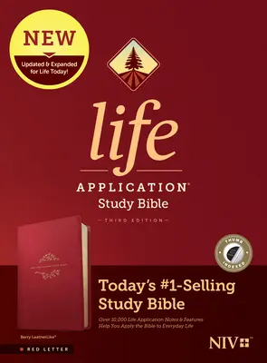 Biblia de studiu NIV Life Application, ediția a treia (litere roșii, piele, boabe, indexată) - NIV Life Application Study Bible, Third Edition (Red Letter, Leatherlike, Berry, Indexed)