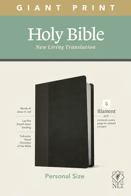 NLT Biblie cu tipar uriaș de dimensiuni personale, ediție Filament Enabled (litere roșii, piele, negru/Onyx) - NLT Personal Size Giant Print Bible, Filament Enabled Edition (Red Letter, Leatherlike, Black/Onyx)