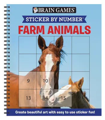Brain Games - Sticker by Number: Farm Animals (Easy - Autocolante pătrate): Creează o artă frumoasă cu ajutorul autocolantelor distractive ușor de folosit! - Brain Games - Sticker by Number: Farm Animals (Easy - Square Stickers): Create Beautiful Art with Easy to Use Sticker Fun!
