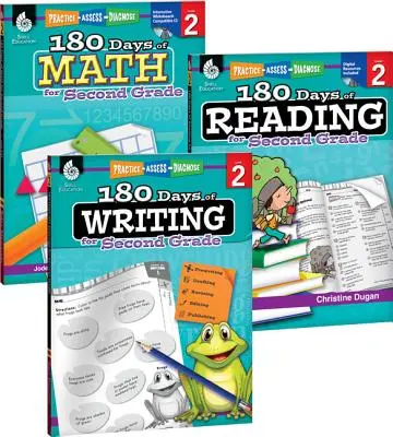 180 Days of Reading, Writing and Math for Second Grade Set de 3 cărți - 180 Days of Reading, Writing and Math for Second Grade 3-Book Set