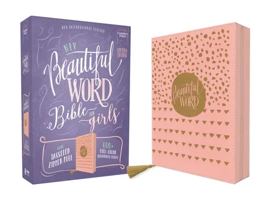 Niv, Beautiful Word Bible for Girls, Ediție actualizată, Leathersoft, cu fermoar, roz, cu litere roșii, Comfort Print: 600+ versete ilustrate în întregime în culori - Niv, Beautiful Word Bible for Girls, Updated Edition, Leathersoft, Zippered, Pink, Red Letter, Comfort Print: 600+ Full-Color Illustrated Verses