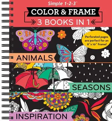 Color & Frame - 3 cărți în 1 - animale, anotimpuri, inspirație (Carte de colorat pentru adulți) - Color & Frame - 3 Books in 1 - Animals, Seasons, Inspiration (Adult Coloring Book)