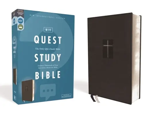 Niv, Quest Study Bible, Leathersoft, Negru, Comfort Print: Singura Biblie de studiu Q și A - Niv, Quest Study Bible, Leathersoft, Black, Comfort Print: The Only Q and A Study Bible