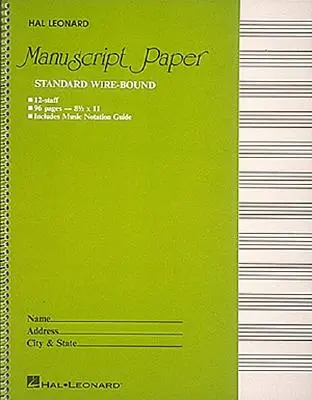 Hârtie de manuscris standard legată cu sârmă (copertă verde) - Standard Wirebound Manuscript Paper (Green Cover)