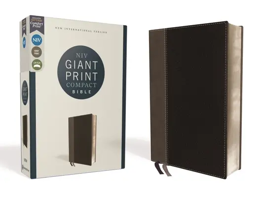Niv, Biblie compactă cu tipar uriaș, Leathersoft, negru, ediție cu litere roșii, tipar confortabil - Niv, Giant Print Compact Bible, Leathersoft, Black, Red Letter Edition, Comfort Print