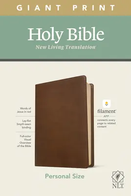 Biblia NLT în format personal cu tipar gigant, ediție cu filament activat (litere roșii, aspect piele, maro rustic) - NLT Personal Size Giant Print Bible, Filament Enabled Edition (Red Letter, Leatherlike, Rustic Brown)
