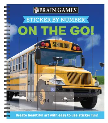 Brain Games - Sticker by Number: On the Go (Easy - Stickere pătrate): Creează o artă frumoasă cu o distracție cu autocolante ușor de folosit! - Brain Games - Sticker by Number: On the Go (Easy - Square Stickers): Create Beautiful Art with Easy to Use Sticker Fun!
