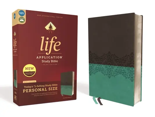 Niv, Biblia de studiu Life Application, Ediția a treia, Format personal, Leathersoft, Gri/Teal, Ediție cu litere roșii - Niv, Life Application Study Bible, Third Edition, Personal Size, Leathersoft, Gray/Teal, Red Letter Edition
