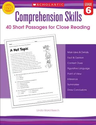 Abilități de înțelegere: 40 de pasaje scurte pentru lecturi atente, clasa 6 - Comprehension Skills: 40 Short Passages for Close Readings, Grade 6