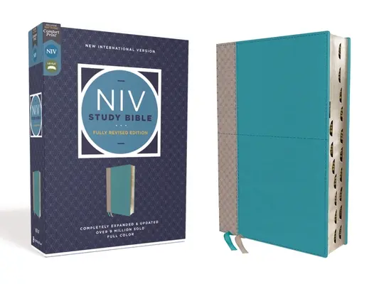 NIV Study Bible, Fully Revised Edition, Leathersoft, Teal/Gray, Red Letter, thumb indexed, Comfort Print - NIV Study Bible, Fully Revised Edition, Leathersoft, Teal/Gray, Red Letter, Thumb Indexed, Comfort Print