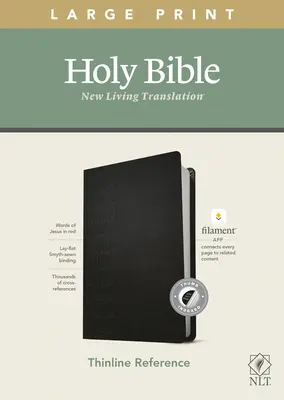 NLT Large Print Thinline Reference Bible, Filament Enabled Edition (Literă roșie, Leatherlike, Negru, Indexată) - NLT Large Print Thinline Reference Bible, Filament Enabled Edition (Red Letter, Leatherlike, Black, Indexed)