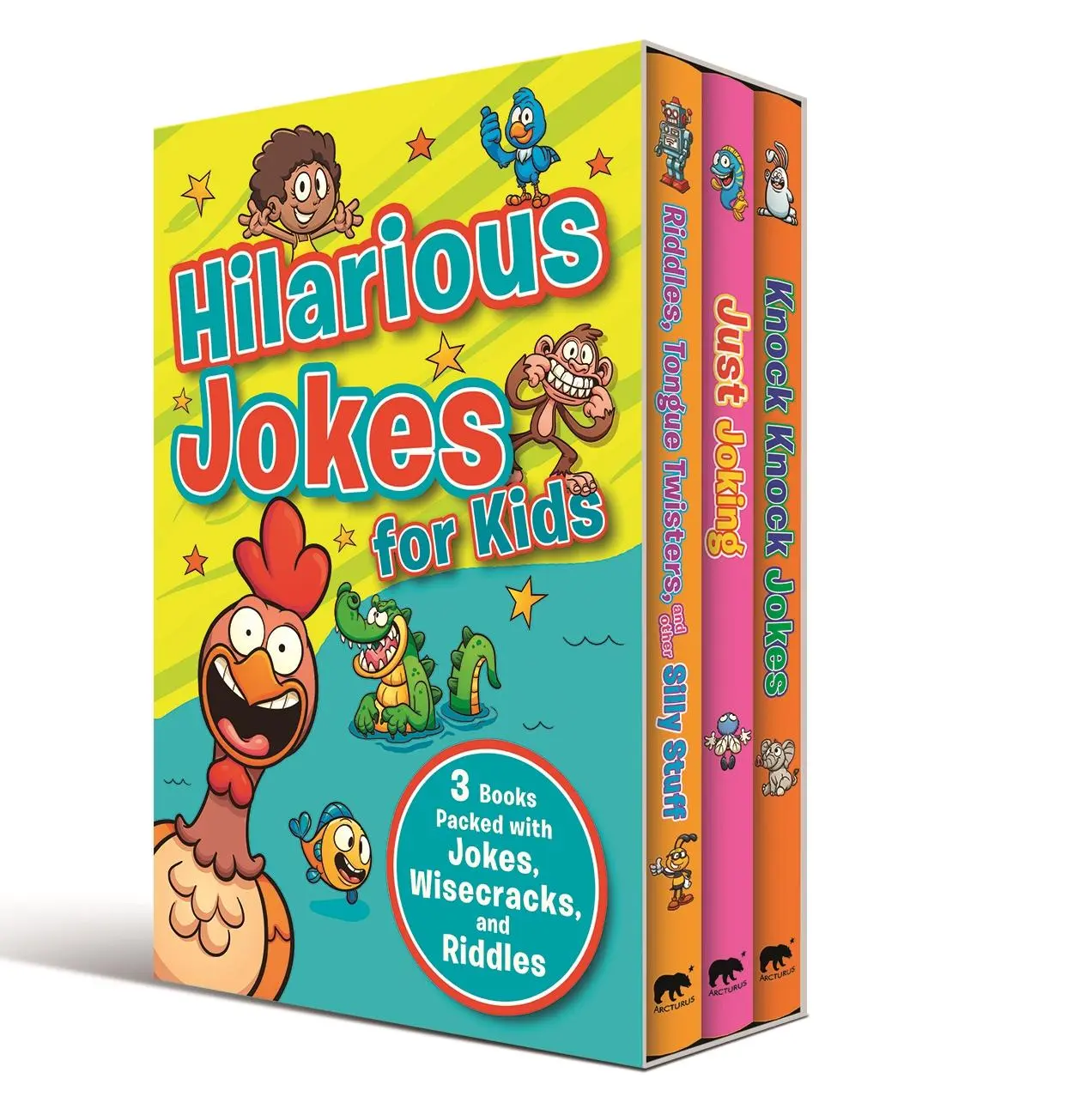 Glume hilare pentru copii - 3 cărți pline de glume, ironii și ghicitori - Hilarious Jokes for Kids - 3 Books packed with jokes, wisecracks, and riddles