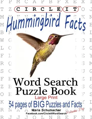 Cerc, fapte despre pasărea colibri, căutare prin cuvinte, carte puzzle - Circle It, Hummingbird Facts, Word Search, Puzzle Book