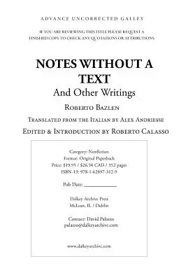 Note fără text și alte scrieri - Notes Without a Text and Other Writings