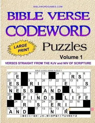 Puzzle-uri cu cuvinte codate din versete biblice Vol.1: 60 de noi puzzle-uri cu cuvinte codate din versete biblice în format mare pe hârtie - Bible Verse Codeword Puzzles Vol.1: 60 New Bible Verse Codeword Puzzles in Large Print Paperback