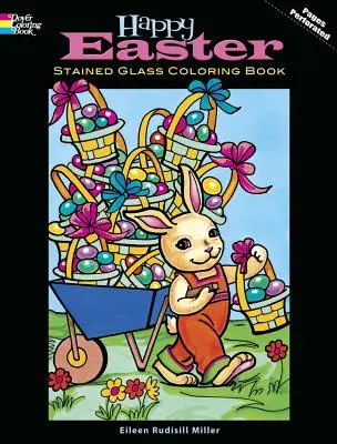 Carte de colorat cu vitralii de Paște fericit - Happy Easter Stained Glass Coloring Book