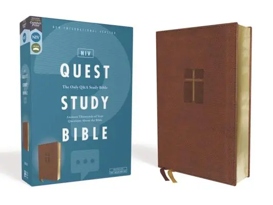 Niv, Biblia de studiu Quest, Leathersoft, Brown, Comfort Print: Singura Biblie de studiu Q și A - Niv, Quest Study Bible, Leathersoft, Brown, Comfort Print: The Only Q and A Study Bible