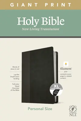 Biblia NLT Personal Size Giant Print, ediția Filament Enabled (cu litere roșii, din piele, negru/Onyx, indexată) - NLT Personal Size Giant Print Bible, Filament Enabled Edition (Red Letter, Leatherlike, Black/Onyx, Indexed)