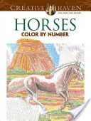Cai de colorat după număr Carte de colorat - Horses Color by Number Coloring Book