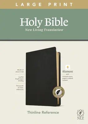 Biblia de referință NLT Large Print Thinline, ediția Filament Enabled (litere roșii, piele naturală, neagră, indexată) - NLT Large Print Thinline Reference Bible, Filament Enabled Edition (Red Letter, Genuine Leather, Black, Indexed)