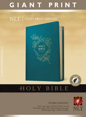 Sfânta Biblie, NLT cu tipar uriaș (litere roșii, piele naturală, albastru teal, indexată) - Holy Bible, Giant Print NLT (Red Letter, Leatherlike, Teal Blue, Indexed)