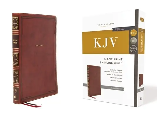Kjv, Thinline Bible, Giant Print, Leathersoft, Brown, Red Letter Edition, Comfort Print: Sfânta Biblie, versiunea King James - Kjv, Thinline Bible, Giant Print, Leathersoft, Brown, Red Letter Edition, Comfort Print: Holy Bible, King James Version