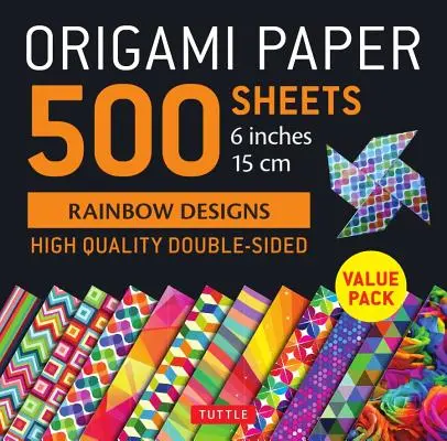 Origami Paper 500 Sheets Rainbow Patterns 6 (15 CM): Tuttle Origami Paper: Foi Origami de înaltă calitate cu două fețe imprimate cu 12 modele diferite - Origami Paper 500 Sheets Rainbow Patterns 6 (15 CM): Tuttle Origami Paper: High-Quality Double-Sided Origami Sheets Printed with 12 Different Designs