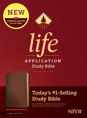 Biblia de studiu NIV Life Application, ediția a treia (litere roșii, piele naturală, maro/caoan) - NIV Life Application Study Bible, Third Edition (Red Letter, Leatherlike, Brown/Mahogany)