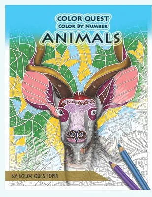 Color Quest Color by Number Animals: Carte de colorat pentru adulți Jumbo pentru reducerea stresului - Color Quest Color by Number Animals: Jumbo Adult Coloring Book for Stress Relief