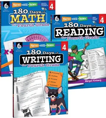 180 Days of Reading, Writing and Math for Fourth Grade: Set de 3 cărți - 180 Days of Reading, Writing and Math for Fourth Grade 3-Book Set