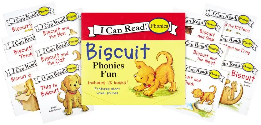 Divertisment fonic cu 12 cărți Biscuit! Include 12 minilibri care prezintă sunetele vocale scurte și lungi - Biscuit 12-Book Phonics Fun!: Includes 12 Mini-Books Featuring Short and Long Vowel Sounds