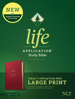 NLT Life Application Study Bible, Third Edition, Large Print (Literă roșie, piele naturală, boabe) - NLT Life Application Study Bible, Third Edition, Large Print (Red Letter, Leatherlike, Berry)