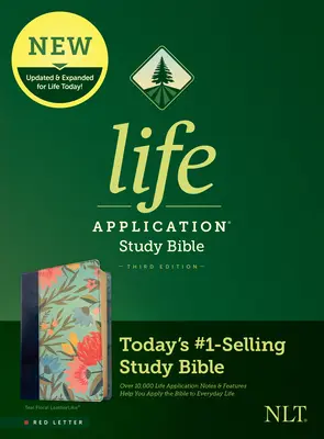 Biblia de studiu NLT Life Application, ediția a treia (Literă roșie, piele naturală, floral teal) - NLT Life Application Study Bible, Third Edition (Red Letter, Leatherlike, Teal Floral)