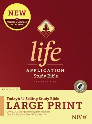 Biblia de studiu NIV Life Application, ediția a treia, cu caractere mari (litere roșii, copertă cartonată, indexată) - NIV Life Application Study Bible, Third Edition, Large Print (Red Letter, Hardcover, Indexed)