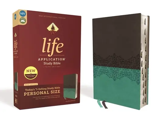 Niv, Biblia de studiu Life Application, ediția a treia, format personal, Leathersoft, gri/Teal, indexată, ediție cu litere roșii - Niv, Life Application Study Bible, Third Edition, Personal Size, Leathersoft, Gray/Teal, Indexed, Red Letter Edition