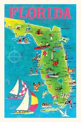 Jurnal de epocă Hartă a Floridei - Vintage Journal Map of Florida