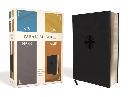 Niv, Kjv, Nasb, Amplificată, Biblie paralelă, Leathersoft, neagră: Patru versiuni ale Bibliei împreună pentru studiu și comparare - Niv, Kjv, Nasb, Amplified, Parallel Bible, Leathersoft, Black: Four Bible Versions Together for Study and Comparison