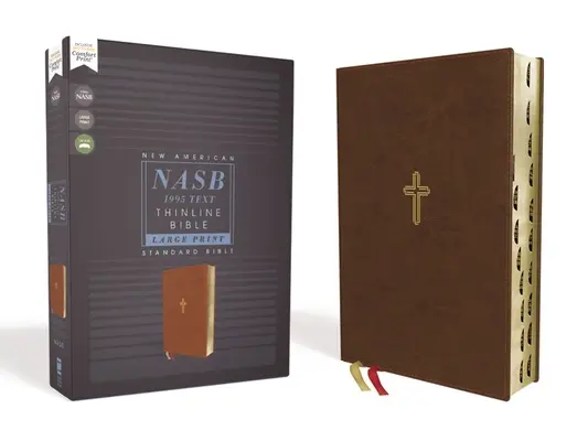 Nasb, Thinline Bible, Large Print, Leathersoft, Brown, Red Letter Edition, 1995 Text, Thumb Indexed, Comfort Print