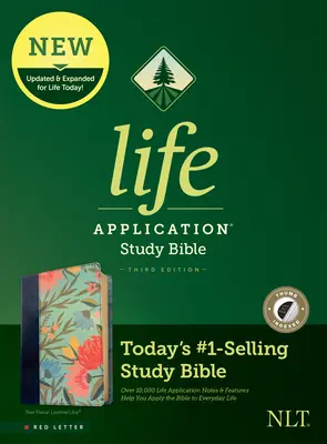 Biblia de studiu NLT Life Application, ediția a treia (litere roșii, piele, floral teal, indexată) - NLT Life Application Study Bible, Third Edition (Red Letter, Leatherlike, Teal Floral, Indexed)